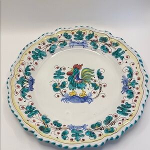 W Hatches Colorful Rooster Decorative Plate (Hand painted in Italy)